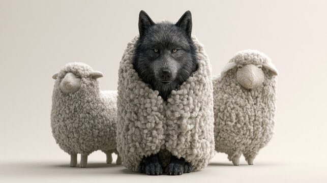 wolf in sheeps clothing metaphorical cute illustration