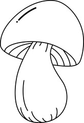 Mushrooms. Line drawings for coloring, educational materials, and decoration.