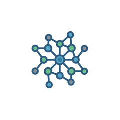 Obraz premium Abstract blue network nodes and connections diagram.