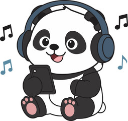 panda with headphones © Dikri