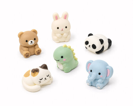 Assorted colorful animal erasers for selection