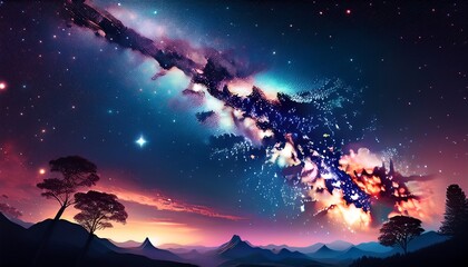 Fototapeta premium Milky Way Galaxy And Starry Night Sky