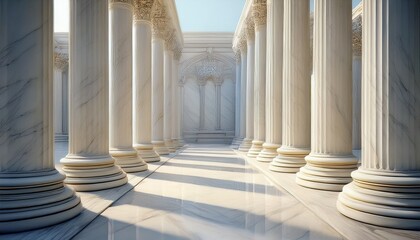 Fototapeta premium White Ancient Marble Pillars In A Row