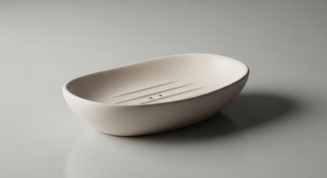 White ceramic soap dish on surface.