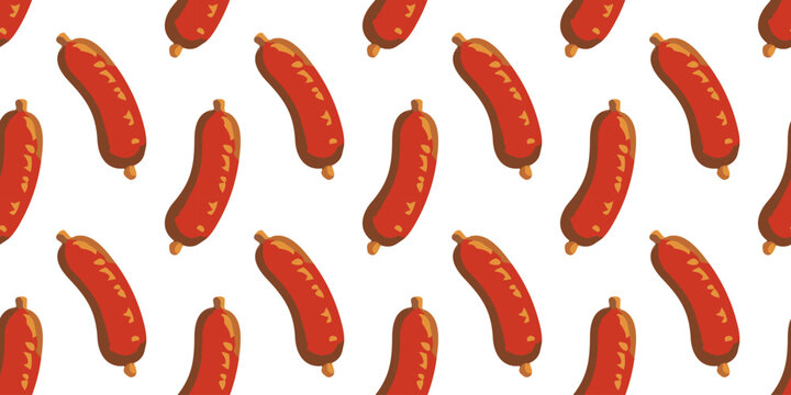 grilled bratwurst sausage seamless pattern for oktoberfest celebration