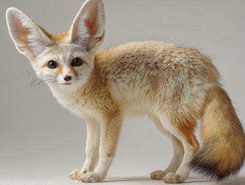 Fennec fox standing on a neutral background