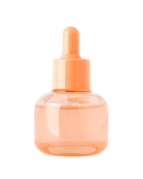 Glass serum bottle with closed dropper cap for cosmetic skin care product packaging mockup design