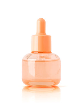 Glass serum bottle with closed dropper cap for cosmetic skin care product packaging mockup design