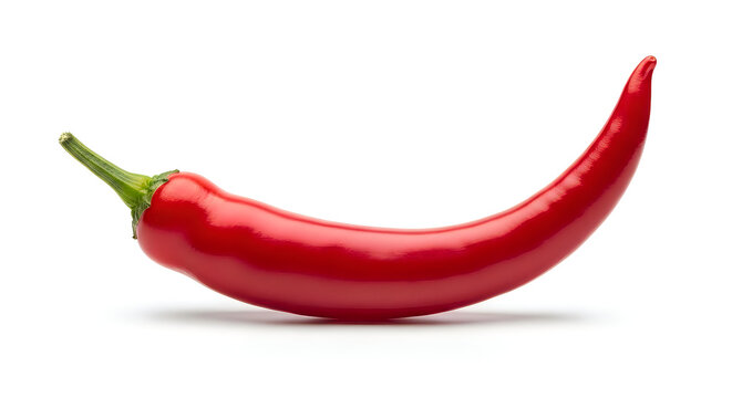 Whole red chili pepper isolated on white background