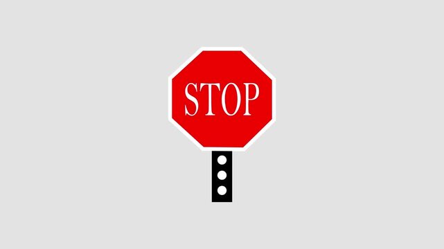 Red STOP Traffic Sign Icon Isolated on Transparent Background for Road Safety, Transportation and Traffic Regulations . 4k video.