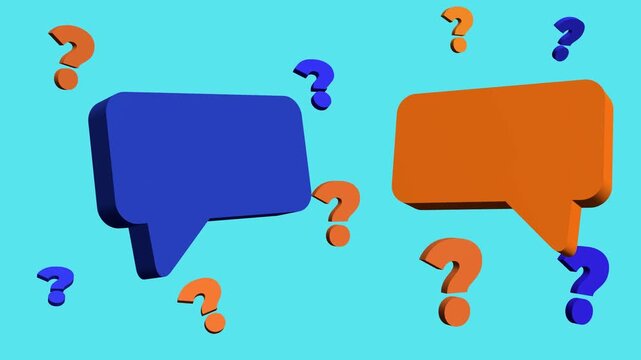 3D logo icons for video messages or text placement.
3D logo with question marks.
