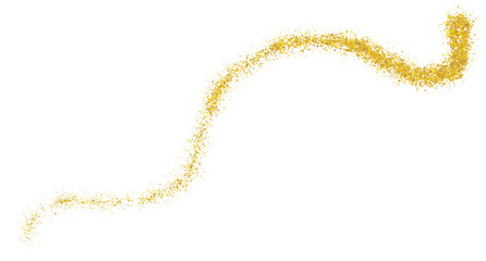 Naklejka premium Gold Dust Swoosh. Elegant golden sparkling particle stroke on white background