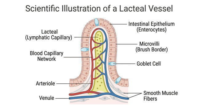 Scientific Illustration of a Lacteal Vessel