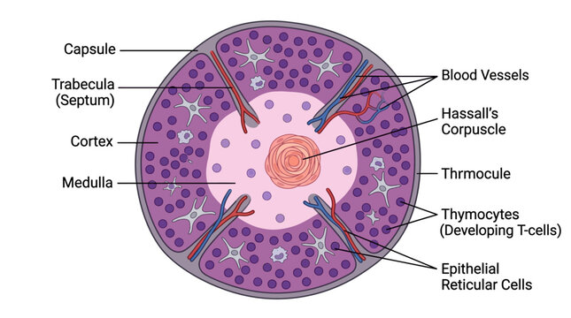 Thymus Lobule Anatomy Vector Diagram