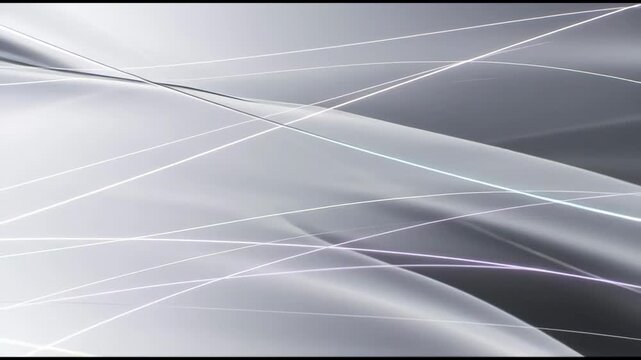 Abstract curved light streaks over smooth grey gradient background, minimalist style, concept of motion and modern energy