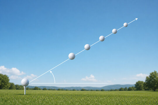 Golf launch angle scientific trajectory illustration