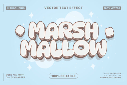 Editable Marshmallow Cartoon Text Effect Premium Vector Style