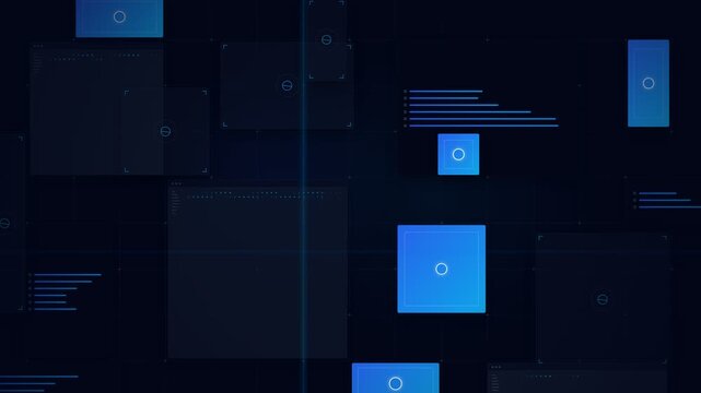 Abstract Futuristic Blue Digital HUD Interface Data Visualization Technology Background