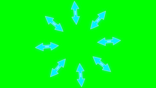 arrow pointing center with alpha channel. Animation of the pointer in the video frame. 4k video