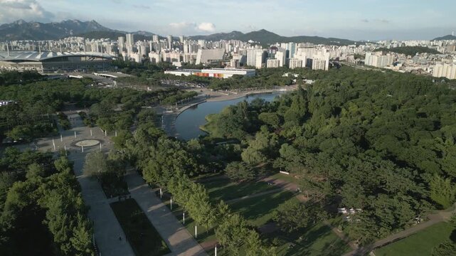 4K Drone of Seoul World Cup Park