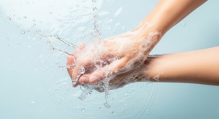 Fototapeta premium Washing Hands, Water Splash & Foam, Hygiene, Cleanliness