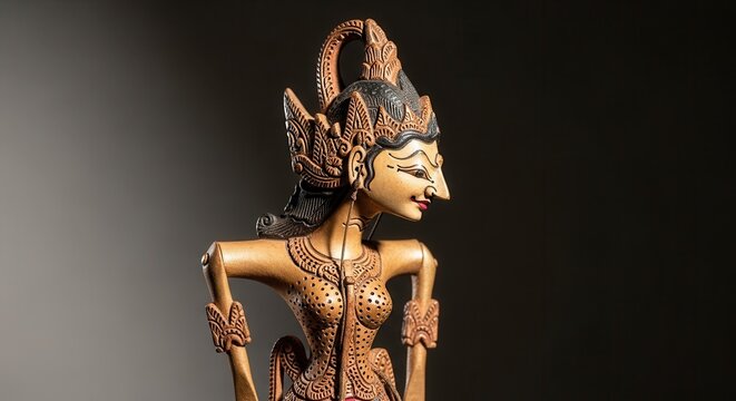 traditional balinese wooden puppet figure