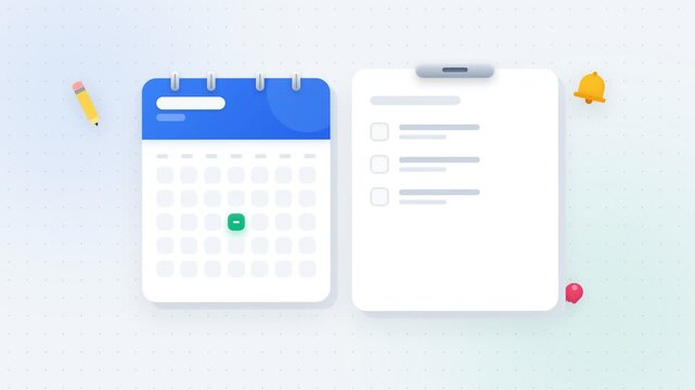Abstract Digital Calendar and Checklist Animation for Business Planning and Task Management