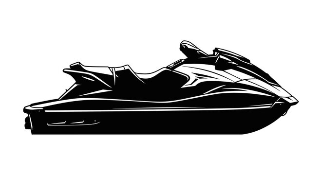 Jet Ski Silhouette A Black And White Graphic Representation