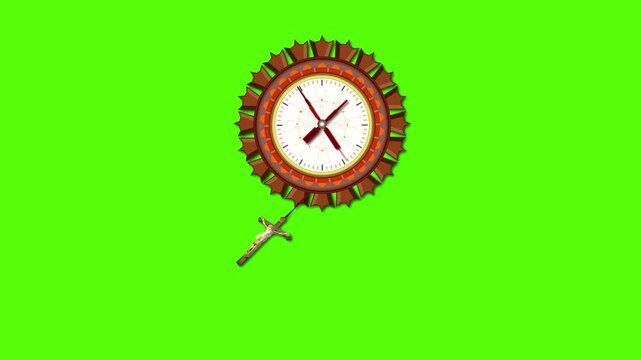 Pendulum Wall clock animation green screen and spacial clock motion graphic, minute hour second animation
