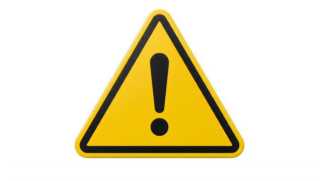 Warning Sign PNG Yellow Exclamation Triangle Icon Isolated Element for Danger Alert Notice and Traffic Security Designs