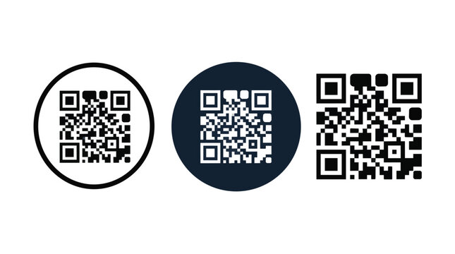Circular and Round QR Codes on White Background