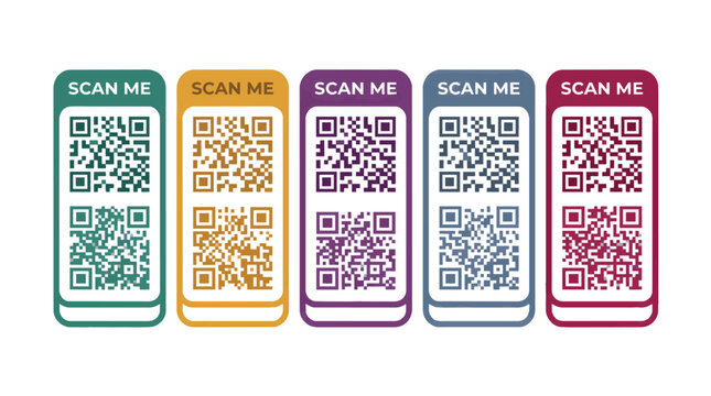 Colorful QR Code Tags in Row