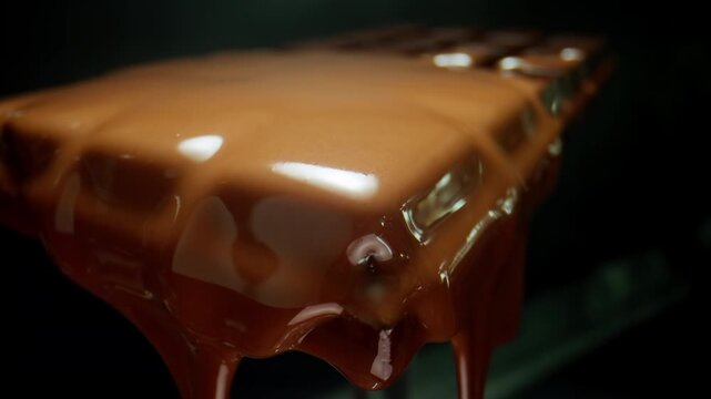 Close up shot of melting chocolate bar
