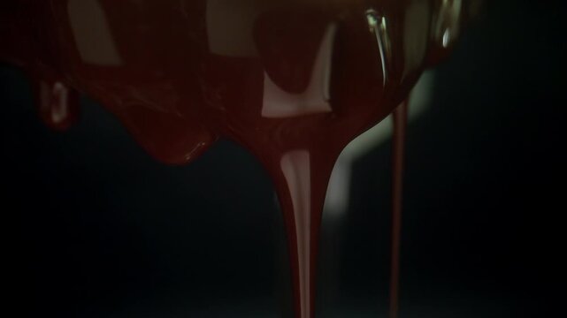 Close up shot of melting chocolate bar