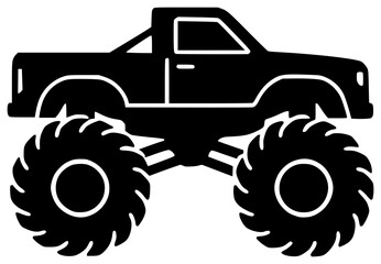 Monster Truck black silhouette vector illustration, simple flat clipart design isolated on white background © nancy