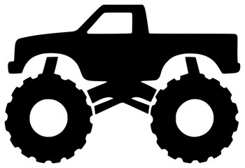 Monster Truck black silhouette vector illustration, simple flat clipart design isolated on white background © nancy