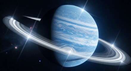 Planet with rings in space