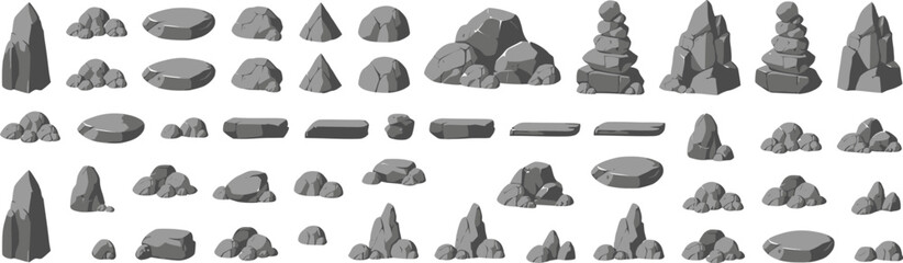 Rocks Stones and Boulders Vector Collection © Josim