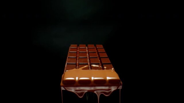 Close up shot of melting chocolate bar