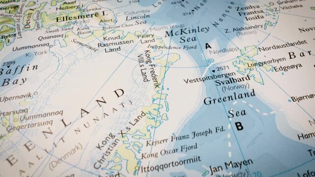Arctic Ocean map journey, cinematic gliding flight across the polar region