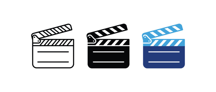 Cinema clapboard tool for video production graphic set now.