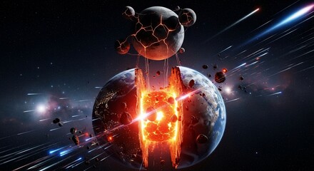 Planetary destruction universe illustration