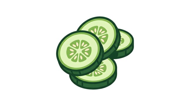 Vector illustration of fresh cucumber slices stacked together, isolated on a clean white background.