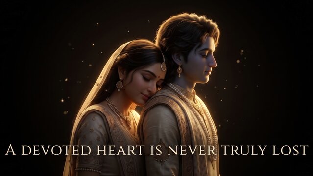 Radha Krishna Tender Devotion &ndash; Faith and Love Spiritual Banner