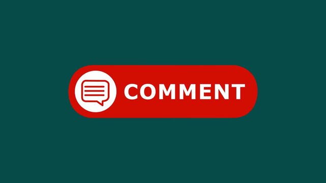 Comment button animation for a video channel. comment text reveal animation, social media. Flat Design comment. comment icon Animation, 4k Comment Push Buttons for YouTube. red comment icon button. HD