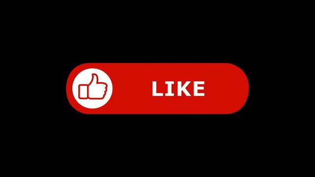 like button animation for a video channel. reveal Like animation, social media. Flat Design like. like icon Animation, 4k share Push Buttons for YouTube. red like button icon on black screen.HD VIDEO