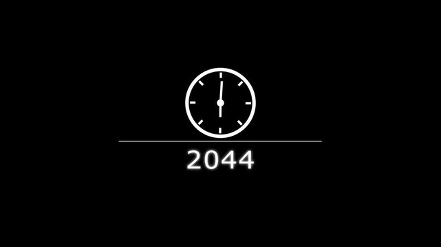 Counting clock icon animation. Counting years from 2026 to 2061 animation. Counting year's clock number. and creating a stunning animation 4k animation .