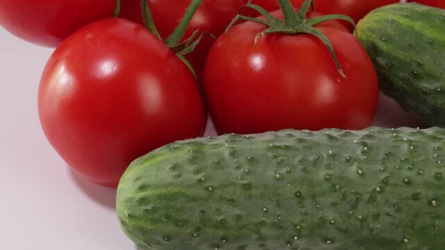 Concombres tomates basilic sur une planche en cuisine	