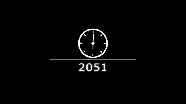 Counting clock icon animation. Counting years from 2026 to 2076 animation. Counting year's clock number. and creating a stunning animation 4k animation .