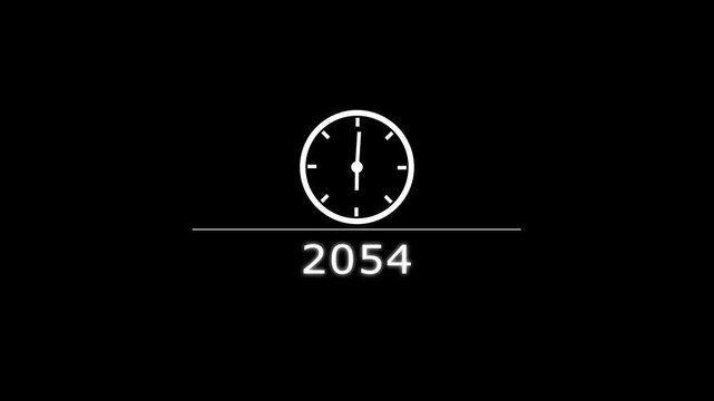 Counting clock icon animation. Counting years from 2026 to 2081 animation. Counting year's clock number. and creating a stunning animation 4k animation .